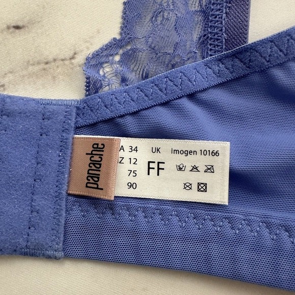 Panache Imogen Bralette Size 34 FF Periwinkle Blue Lace Wire Free 10166 - Picture 7 of 8